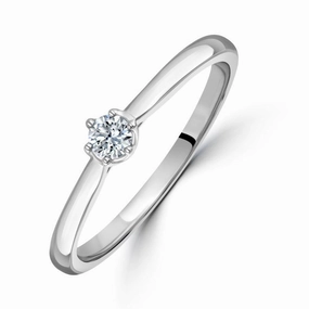 0.10ct Round Brilliant Cut Diamond Solitaire 18ct White Gold Ring