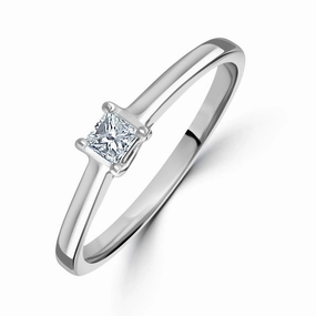 0.15ct Princess Cut Diamond Solitaire 18ct White Gold Ring