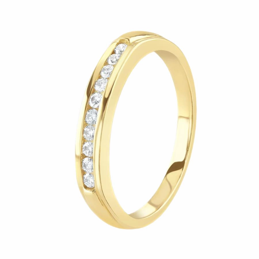 0.17ct Channel Set Round Brilliant Cut Diamond 18ct Yellow Gold Half Eternity Ring