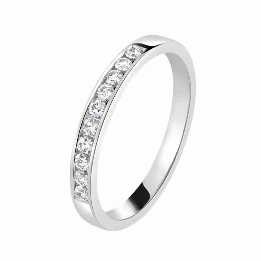 0.20ct 10-Round Brilliant Cut Diamond Channel Set 18ct White Gold Eternity Band