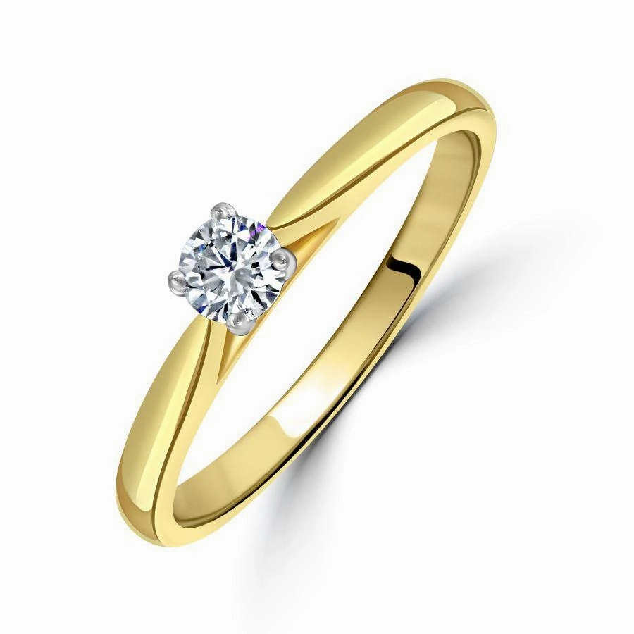 0.20ct Round Brilliant Cut Diamond Solitaire 18ct Yellow Gold Ring
