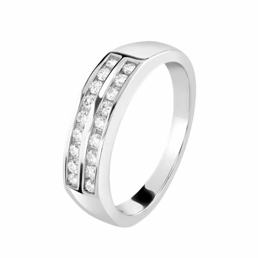 0.25ct Round Brilliant Cut Diamond 2-Row Channel Set Half Eternity Ring