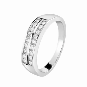 0.25ct Round Brilliant Cut Diamond 2-Row Channel Set Half Eternity Ring