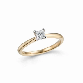 0.28ct Princess Cut Diamond Solitaire 18ct Yellow Gold Ring