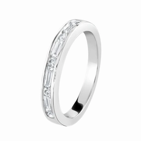 0.39ct Round Brilliant Cut & Baguette Cut Diamond 18ct White Gold Half Eternity Ring