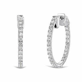 0.72ct Round Brilliant Cut Diamond 18ct White Gold Hinged Hoop Earrings