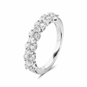 0.75ct Round Brilliant Cut Diamond 3-Row Claw Set 18ct White Gold Half Eternity Ring