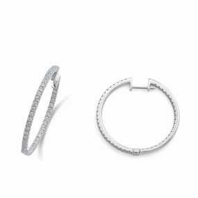 0.79ct Round Brilliant Cut Diamond 18ct White Gold Hinged Hoop Earrings