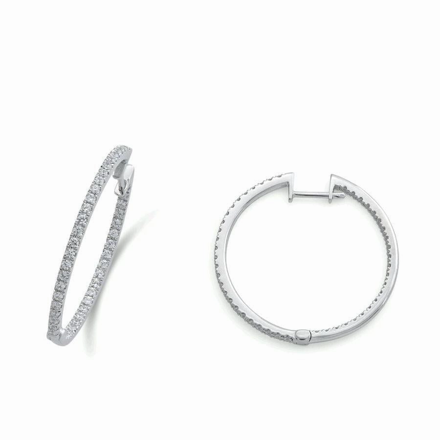 0.79ct Round Brilliant Cut Diamond 18ct White Gold Hinged Hoop Earrings