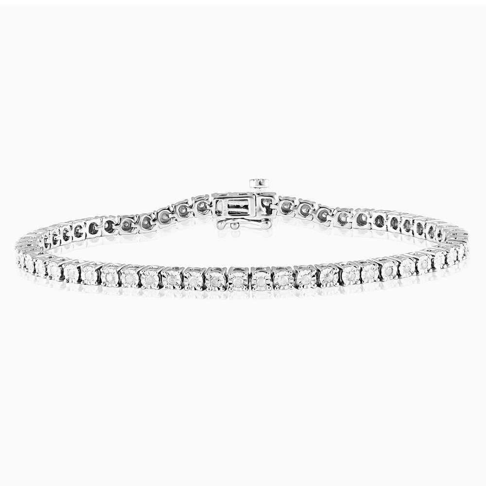 0.95 Carat Diamond Tennis Bracelet 18.5cm in Sterling Silver