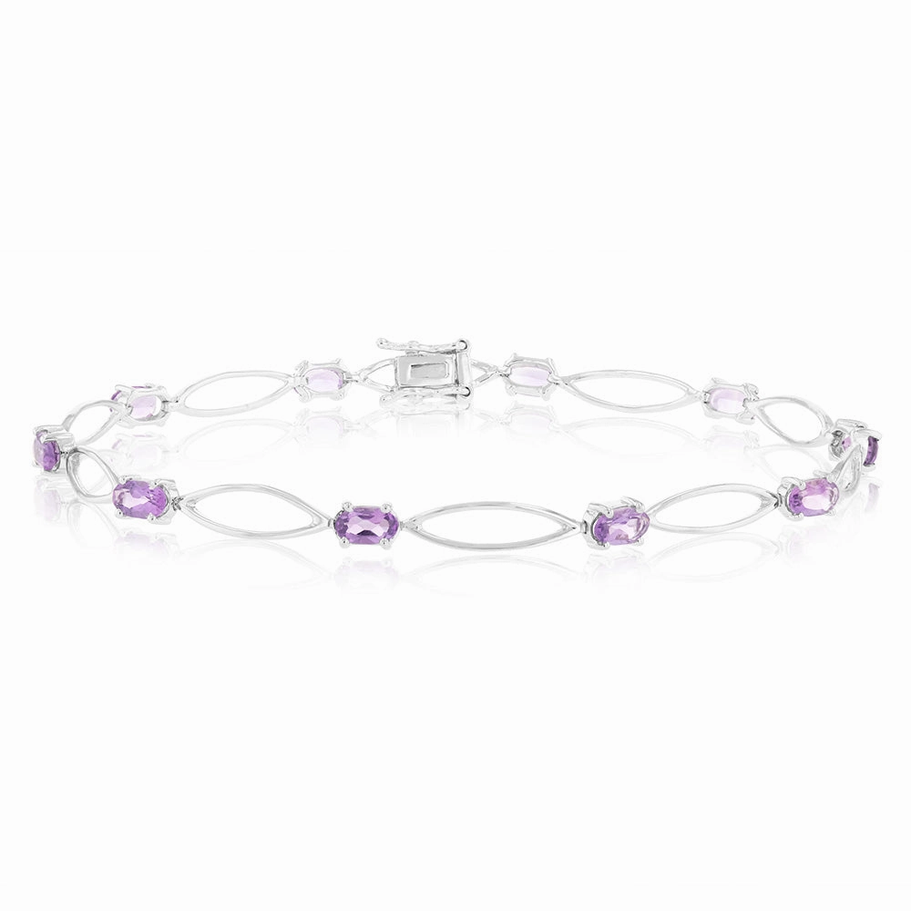 10 Amethyst Bracelet in Sterling Silver