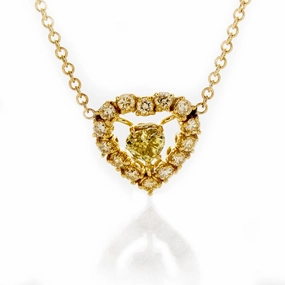 14/18k Fancy Yellow Diamond Pendant Necklace
