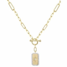 14k Compass Tag Pendant Necklace
