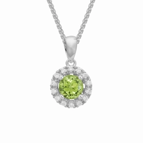 14k Diamond & Peridot Pendant Necklace