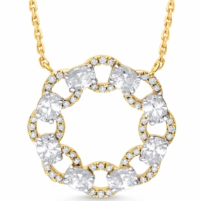 14k Diamond Link Circle Pendant