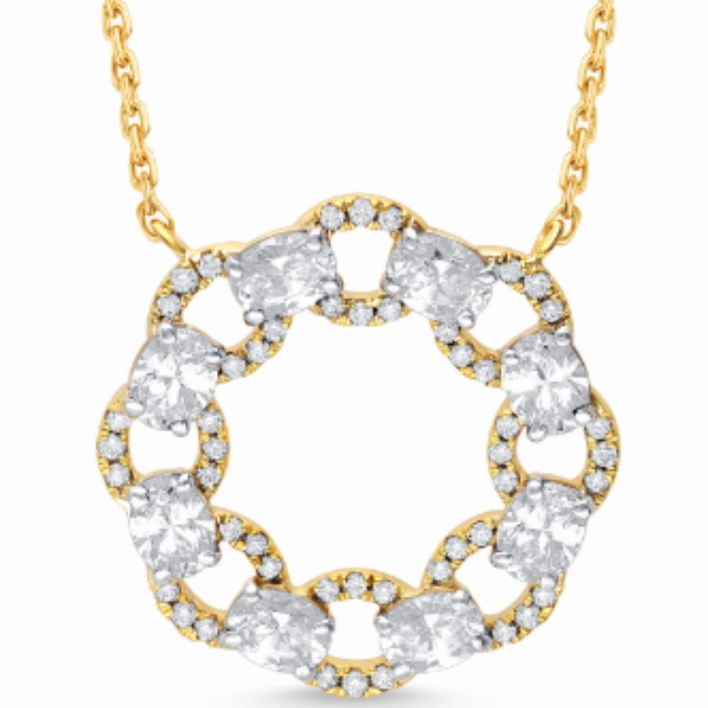 14k Diamond Link Circle Pendant