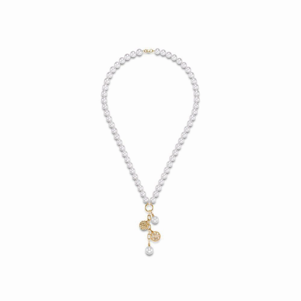 14k Flower Garden Pearl Charm Necklace
