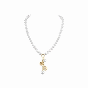 14k Flower Garden Pearl Charm Necklace