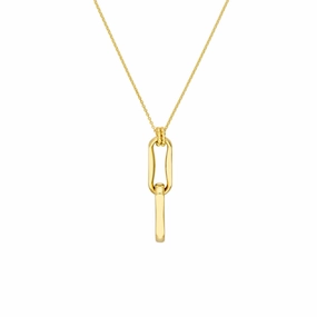 14k Gold Double Oval Link Pendant Necklace