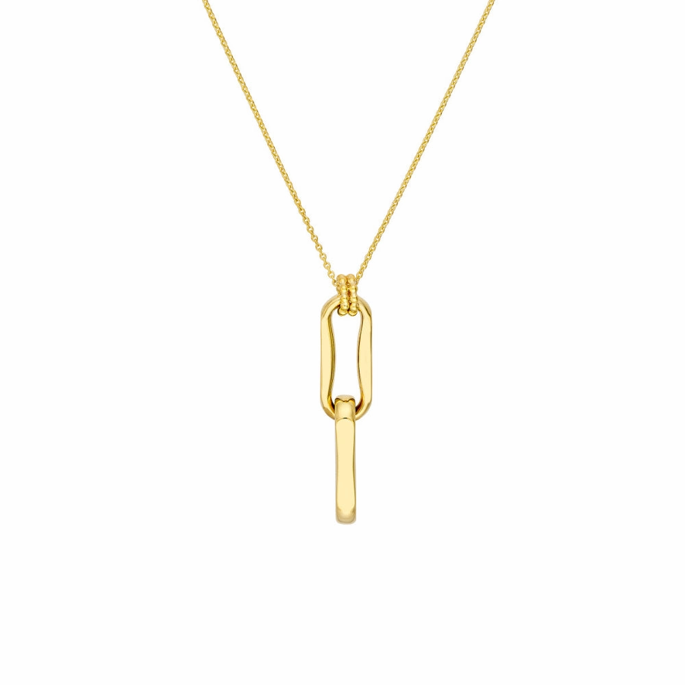 14k Gold Double Oval Link Pendant Necklace