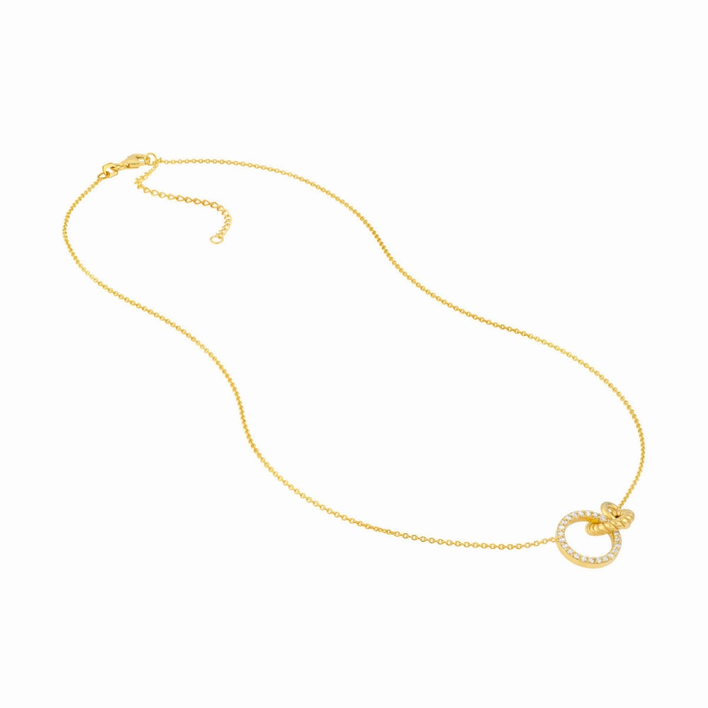 14k Gold Linked Circles Necklace with Diamonds