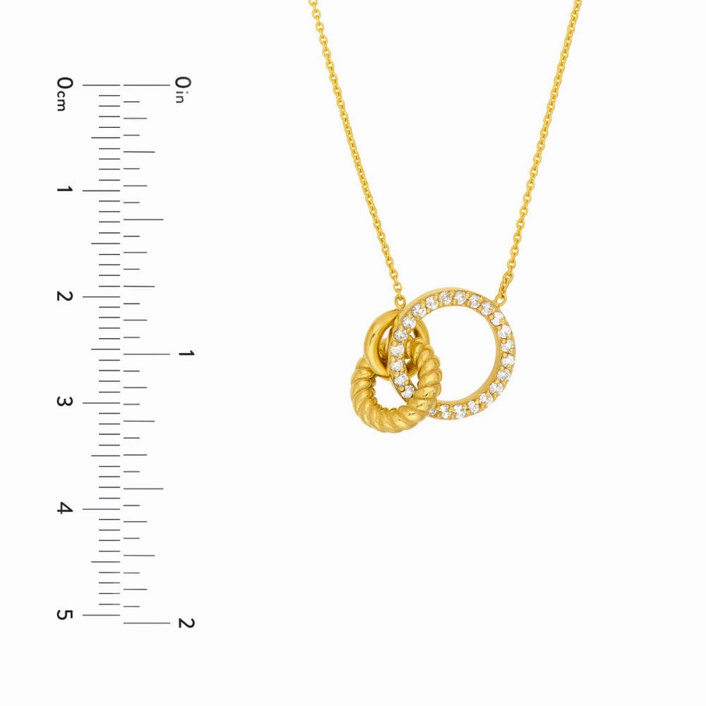 14k Gold Linked Circles Necklace with Diamonds