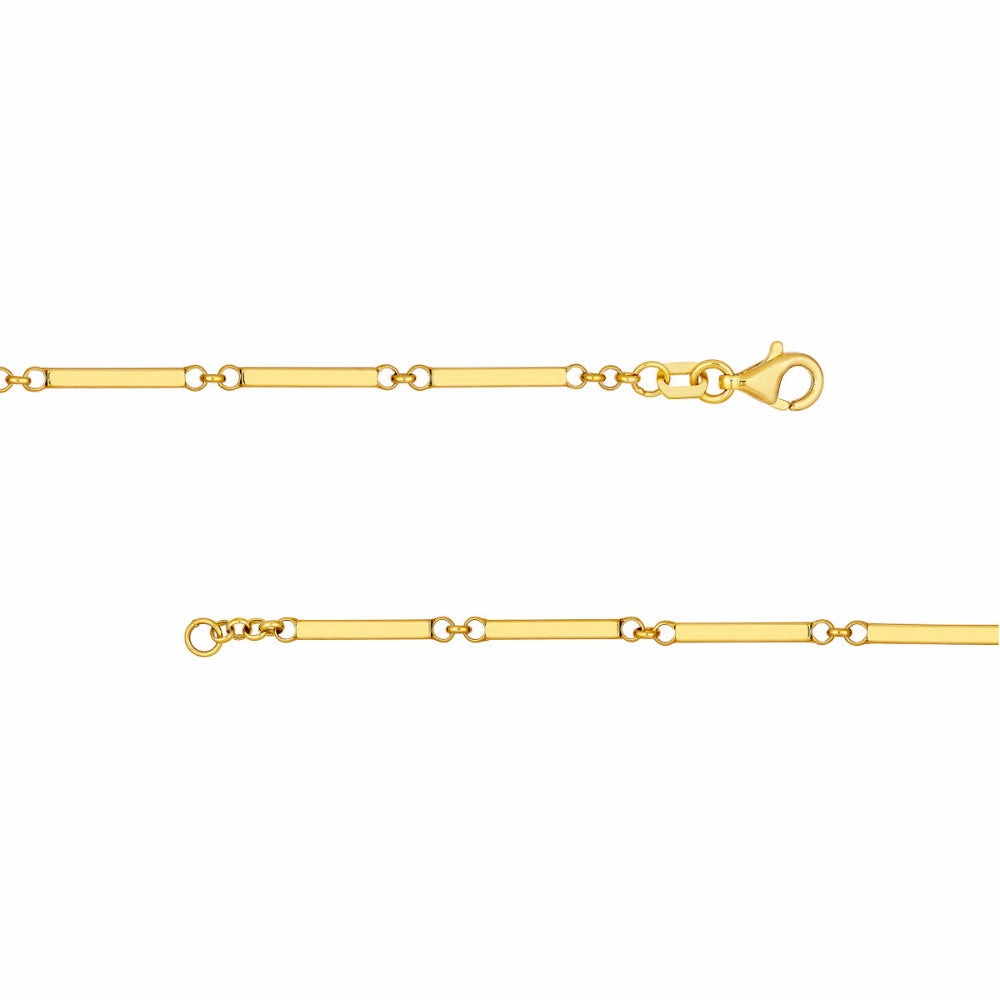 14k Gold Rectangle Bar Station Chain Necklace