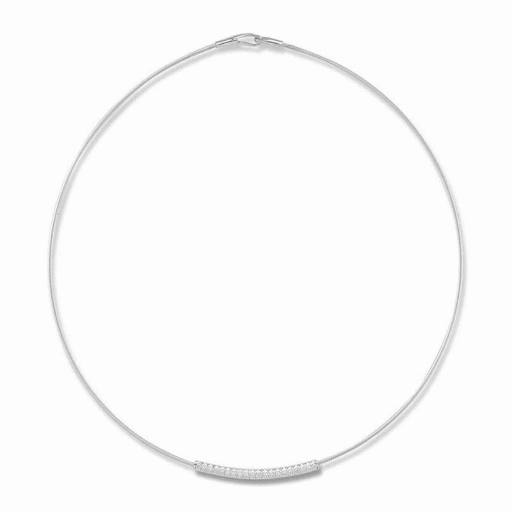 14k Gold Super-Flex Wire Necklace with Pave Diamonds