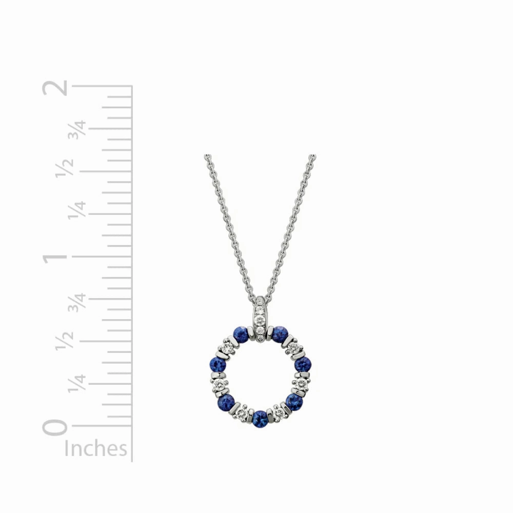 14k Sapphire and Diamond Circle Pendant