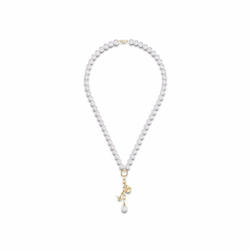 14k Sun & Star Pearl Charm Necklace
