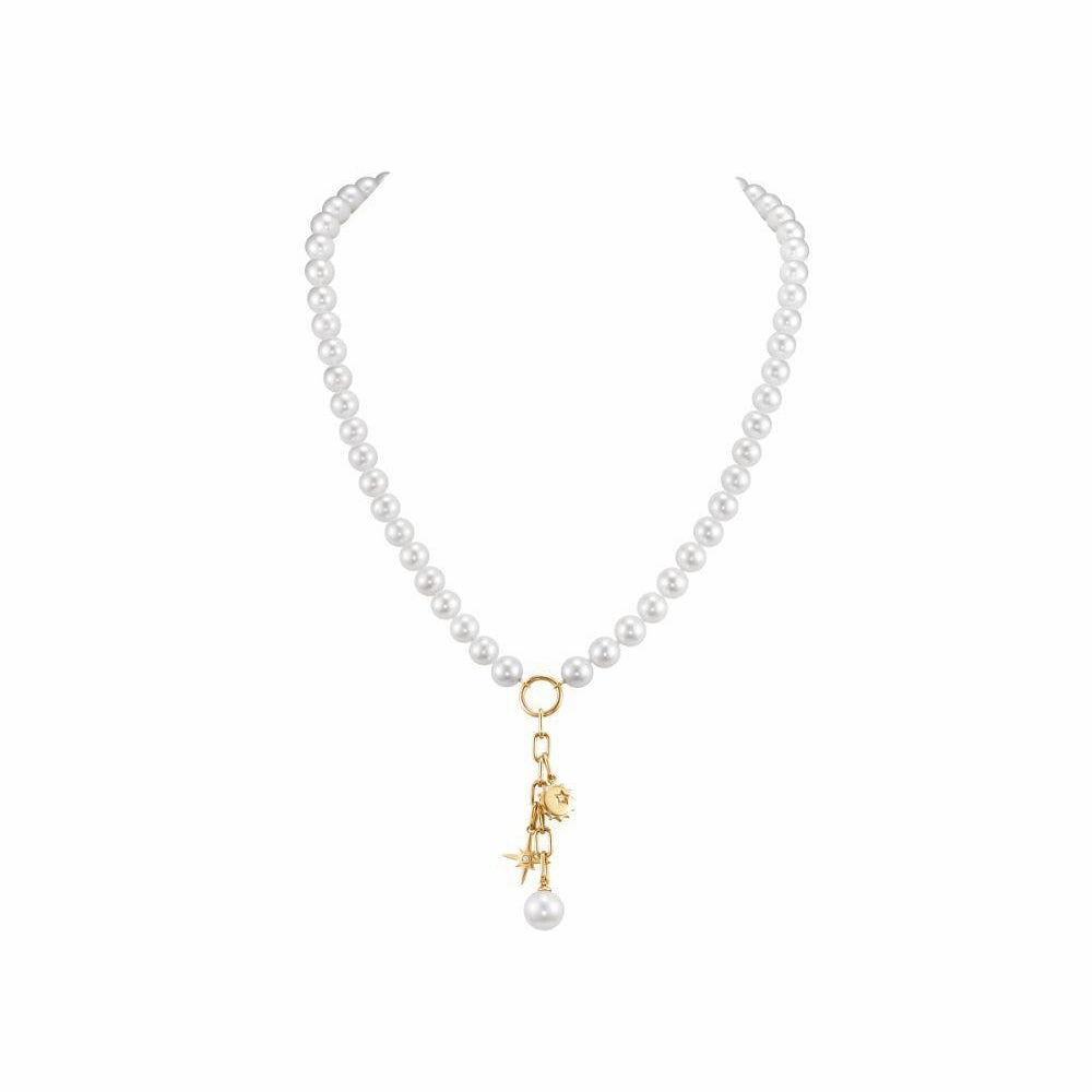 14k Sun & Star Pearl Charm Necklace