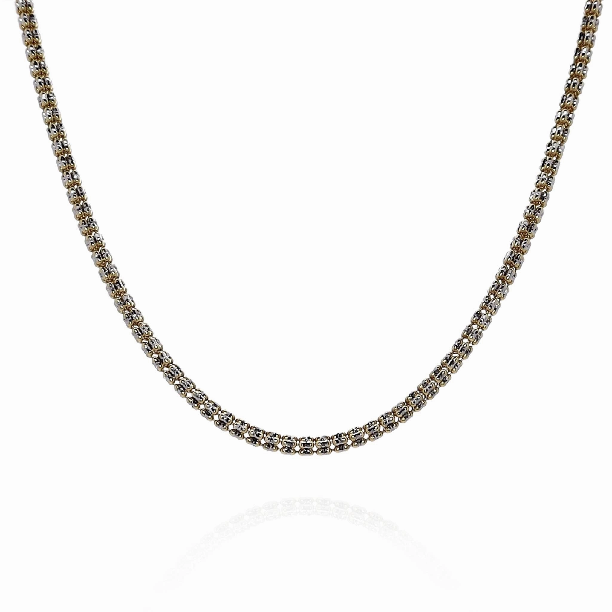 14k Two-Tone 18" Diamond-Cut Fancy Ice Chain Necklace