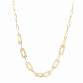 14k Two-Tone Adjustable 16-18" Paperclip Link Chain Necklace