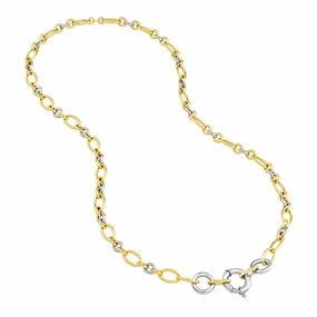 14k Two-Tone Alternate Oval Link Necklace