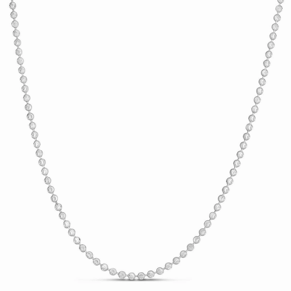 14k White Gold 18" Beaded Moon Chain Necklace
