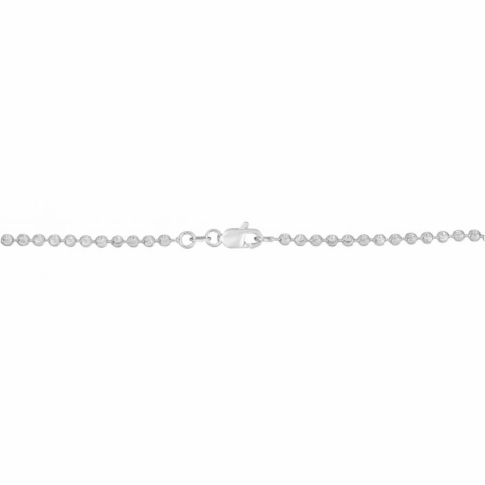 14k White Gold 18" Beaded Moon Chain Necklace