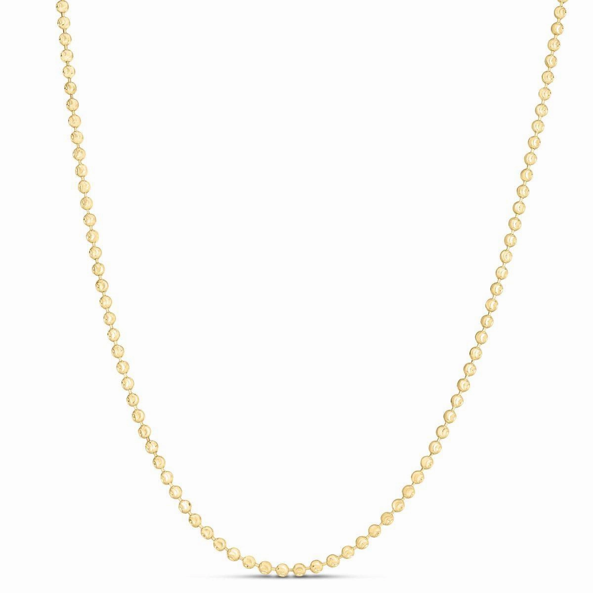 14k Yellow Gold Diamond-Cut Beaded Moon Chain Necklace