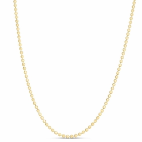 14k Yellow Gold Diamond-Cut Beaded Moon Chain Necklace