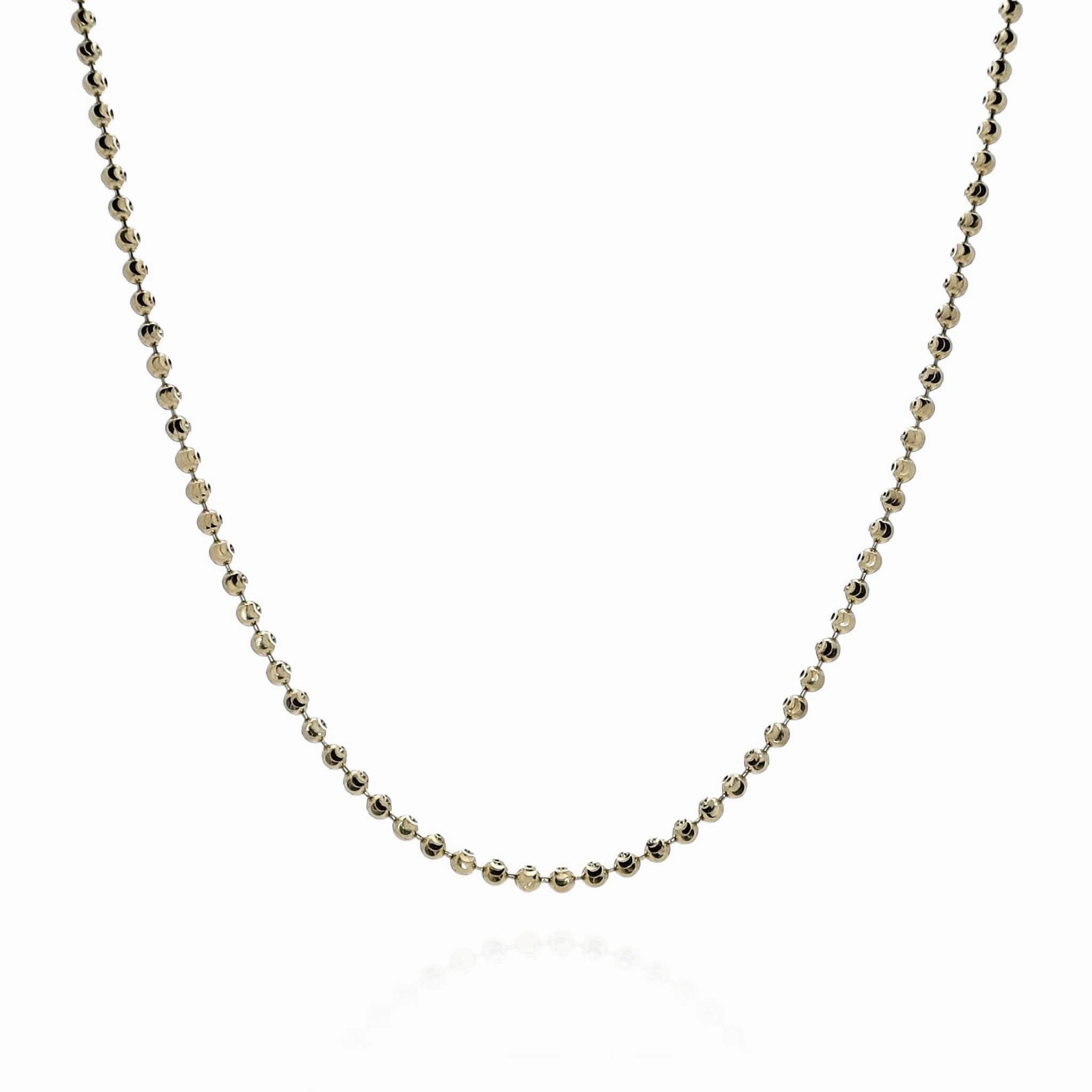 14k Yellow Gold Diamond-Cut Beaded Moon Chain Necklace