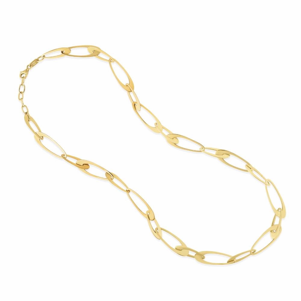 14k Yellow Gold Italian Oval Link Chain Necklace