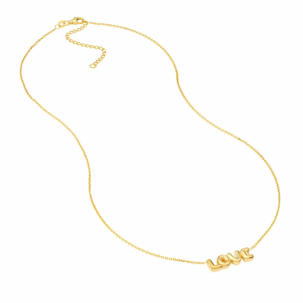 14Y Puffed 'Love' Pendant on 18" Adj. Chain