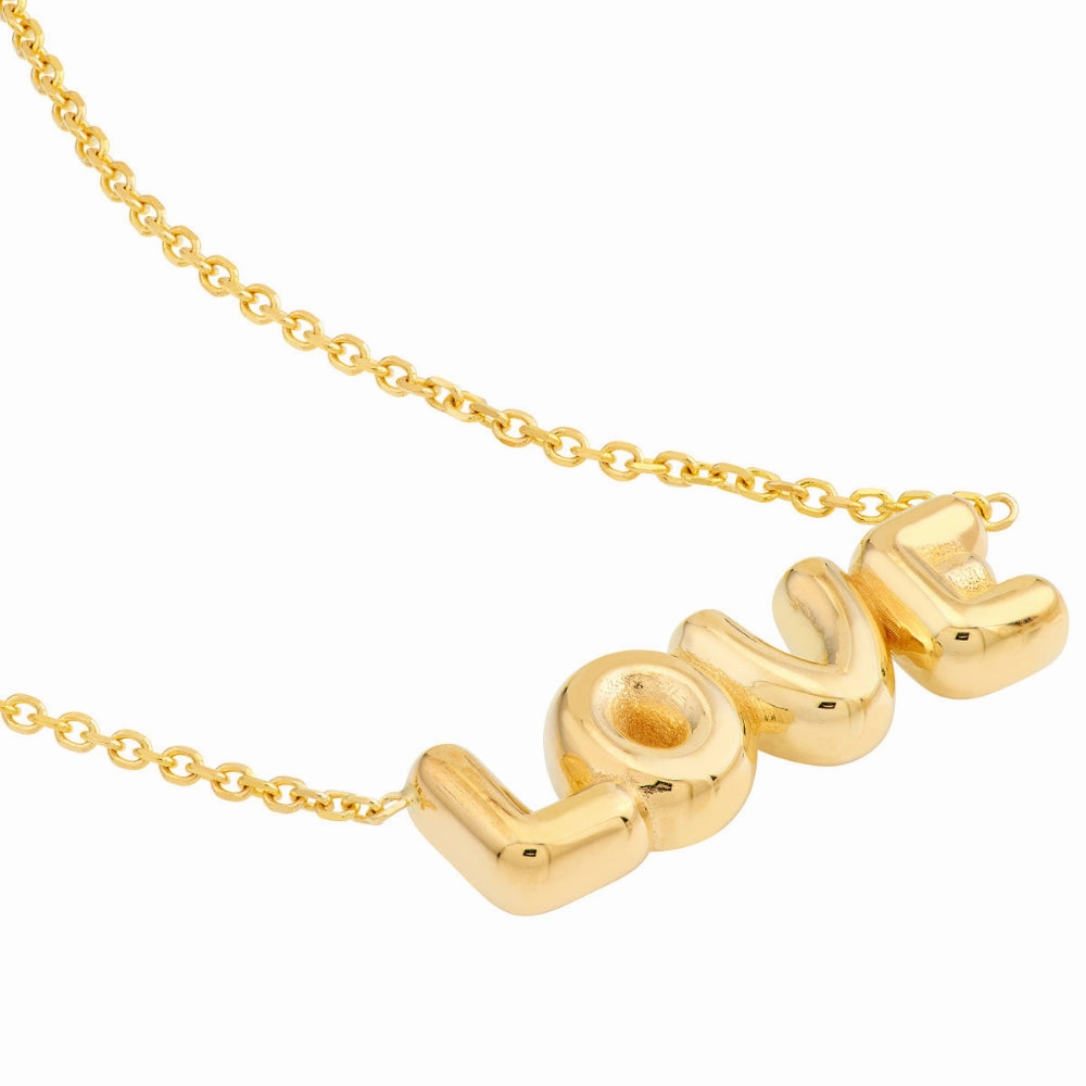 14Y Puffed 'Love' Pendant on 18" Adj. Chain