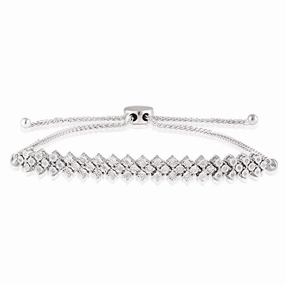 15 Points Diamond Bracelet with 52 Brilliant Cut Diamonds in Sterling Silver