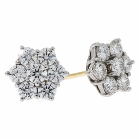 18ct Gold Diamond Cluster Earrings
