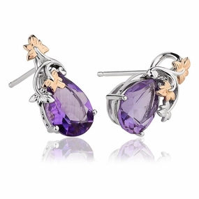 18ct White & Rose Gold Great Vine Amethyst Stud Earrings