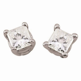 18ct White Gold 0.46ct Princess Cut Diamond Stud Earrings