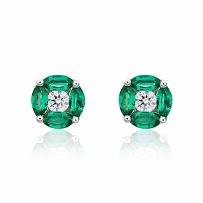 18ct white gold 4 Marquise and 1 Brilliant cut diamond claw set stud earrings