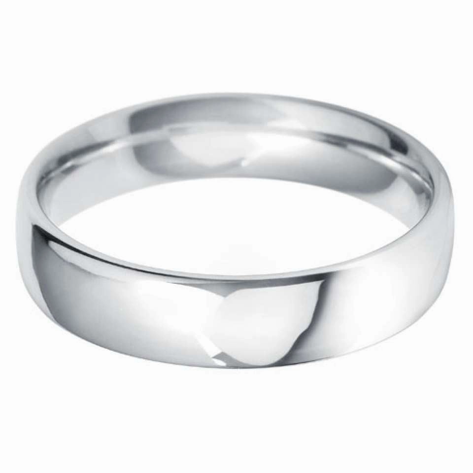 18ct White Gold 5mm Classic Court Gents Wedding Ring