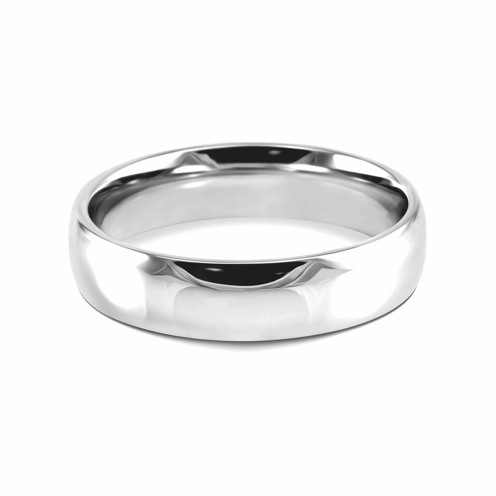 18ct White Gold 5mm Light Court Gents Wedding Ring
