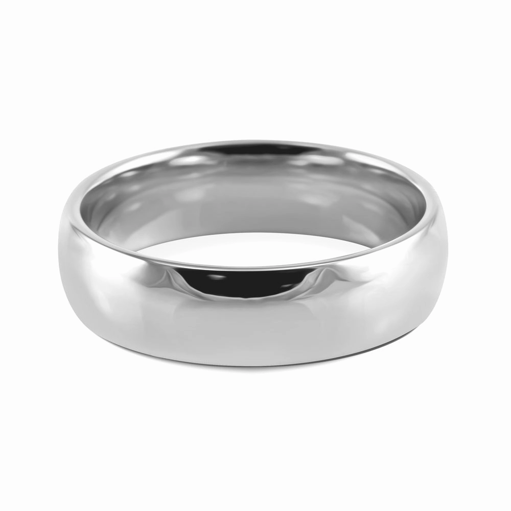 18ct White Gold 6mm Light Court Gents Wedding Ring